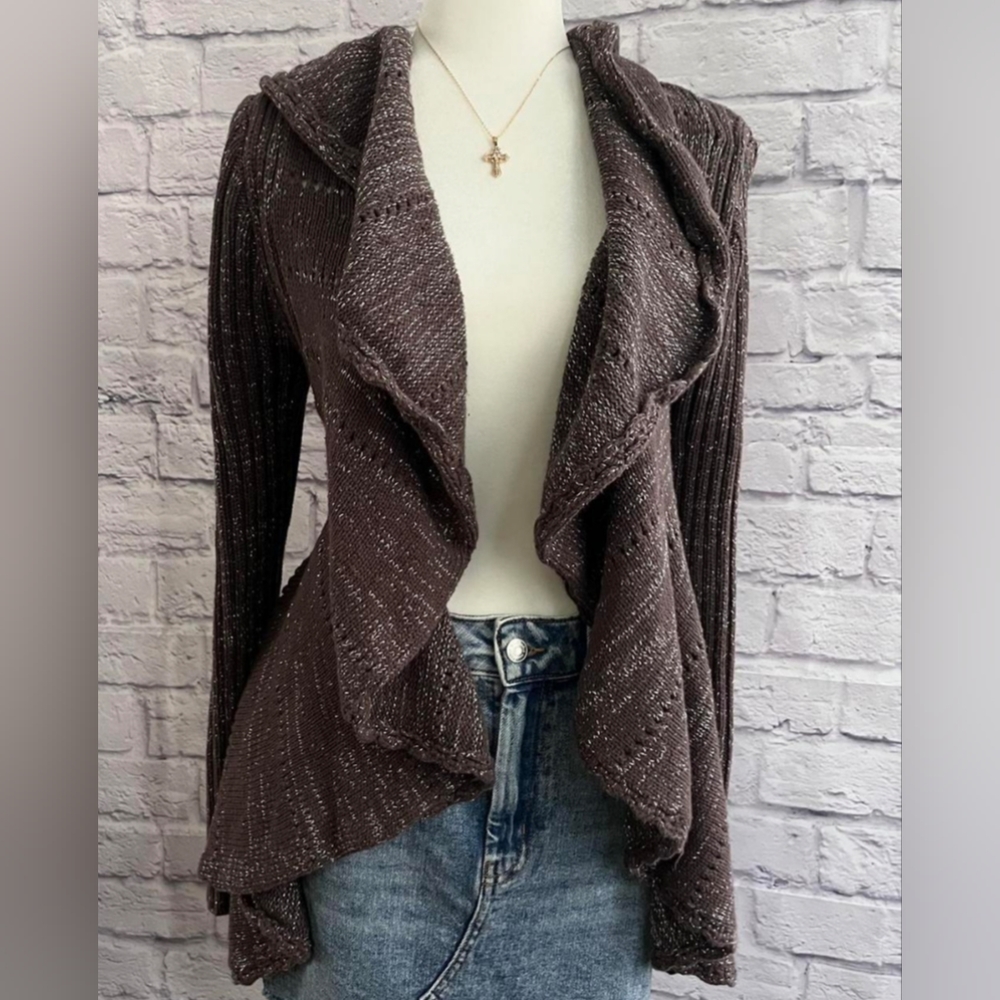 Y2k cardigan knitted sweater with ruffles